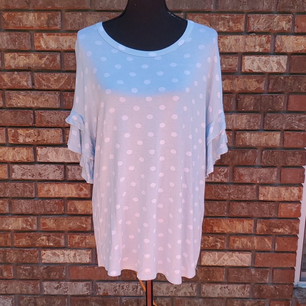 Light Blue with white dots top.